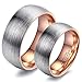 iLove EU 2PCS(1Paar) Wolfram Wolframcarbid Ring Band Silber Rose Gold Matt Gebürstet Dome Lieben Valentine Freundschaftsringe Paar Partner Hochzeit Verlobung Eheringe Herren,Damen