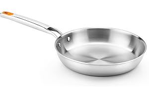 BRA Efficient Inox | Sartén Efficient Inox Triply 28 cm, acero inoxidable 18/10, sin antiadherente con triple fondo difusor forjado, sin PFOA, mango remachado