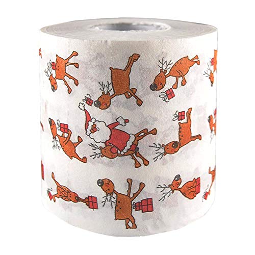RunkeU Christmas Roll Paper Wrapping Paper Santa Claus Elk Gift Print Kitchen Toilet Paper Towel