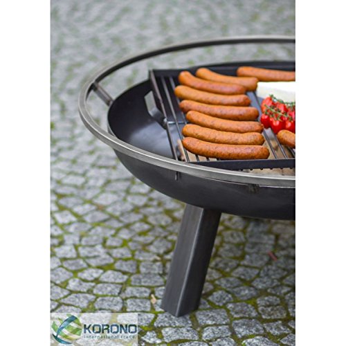 Feuerschale auf Fuß + Grill Stahl, 70 cm - 4