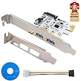 LATTCURE PCI Express Card PCI-E to Type A(2-Port) &amp;Type C(1-Port) Mini PCI-E USB 3.0 Hub Controller Adapter with SATA 15-Pin Power Connector