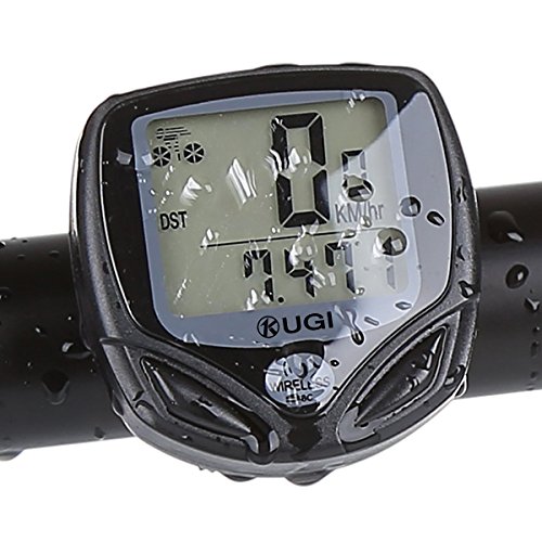 Preisvergleich Produktbild Fahrradcomputer, KuGi ® Wasserdichte Sport drahtloser Fahrradtachometer Radfahren Odometer mit automatischem Wake-up & LCD-Hintergrundbeleuchtung für Bicycle Enthusiasts.(Schwarz)