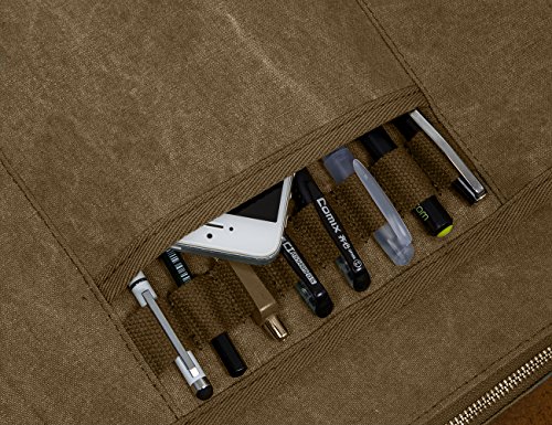 ECOSUSI Vintage Canvas Leder Aktentasche Umhängetasche Passt für max 14.7″ laptop - 4
