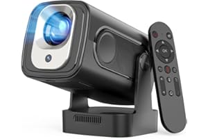 Alwtniet Mini Proyector HY310, 2025 1080P Proyector Portatil 4K con WiFi6 y BT5.4, Auto Focus 180°Rotation Apps Integrada Projetor Android 11 Video Proyectores Compatible con HDMI/TV/Laptop