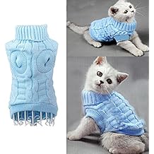 Cable Knit Suéter de Cuello Alto para Perros Pequeños y Gatos , Traje Rope de Tiempo