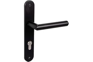 Gedotec Set di maniglie a leva nero opaco [PZ - cilindro] 1x ferramenta per porte a piastra lunga I Maniglie per porte interne L-FORM I Maniglia per porte di spessore 35-47 mm