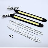 YUEKUI 2 pcs Set Waterproof IP67 Rubber Flexible High Power 6W 12V Flip Slim Chip COB LEDs DRL Daylight Driving Light Daytime Running Light For Car Vehicle Universal (Straight Line, White)
