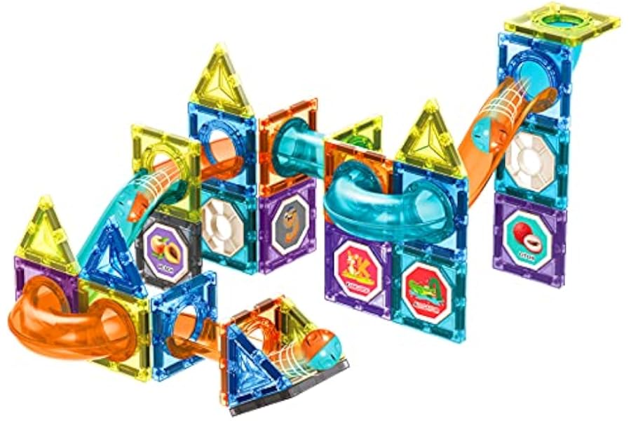 Magnetic Building Tiles Set, 68 Pieces, Multicolour, 3D STEM Educational Toys for Kids Ages 3-14+, ABS Plastic Construction B