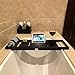 Produktbild GX&XD Bambus Badewanne Stand,Anti-rutsch Multifunktion Badewanne Caddy Tray Mit Buch und Wein Halter Bad Regal Dauerhaft Keine verformung Bad-Tisch-schwarz