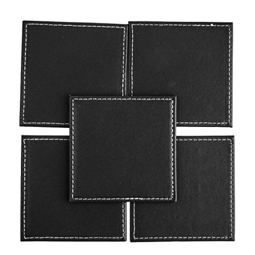 FOKOM 6er Untersetzer Untersatz Tasse Matte Coaster Cup Mat mit Halter-Schwarz - 8