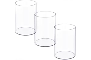 NiOffice Stylish Clear Acrylic Desk Organizer Pen and Pencil Holders Set of 3, Round Makeup Brush Storage Perfect for Home, School and Office Supplies