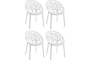 ‎CLP CLP 4er Set Gartenstühle Hope Kunststoff I Stapelstühle wetterfest und UV-beständig I Outdoorstühle pflegeleicht I Sessel für draußen, Farbe:weiß