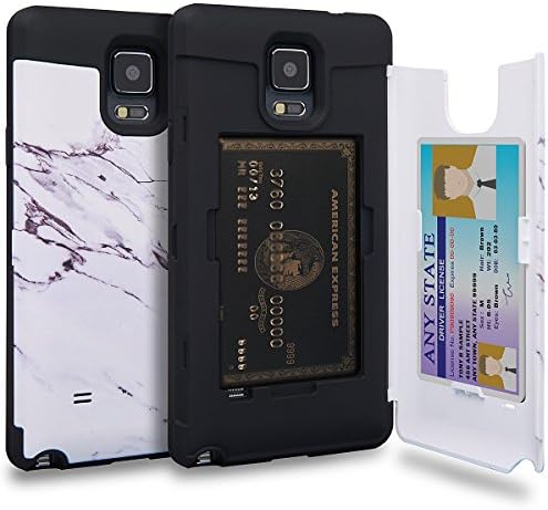 Galaxy Note 4 Case, TORU [Note 4 Wallet Case Pattern Marble] Protective Slim Fit Dual Layer Hidden Credit Card Holder ID Slot Card Case with Mirror for Samsung Galaxy Note 4 - Marble Stone
