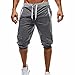 Produktbild Ba Zha Hei Männer Kurz geschnittene Hosen Jogginghose Männer Sport Fitness Jogging elastische Stretchy Bodybuilding Bermuda Jogginghose lose gerade dünne Taille Shorts Hosen Shorts Hose Sommerhosen Pants Hosen (XXL, Tief grau)