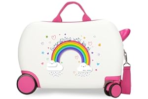 ROLL ROAD Everything is Ok Valise pour Enfant Blanche 45 x 31 x 20 cm Rigide ABS 24,6 l 1,8 kg 4 Roues Bagage Main, Blanc, Valise pour Enfant