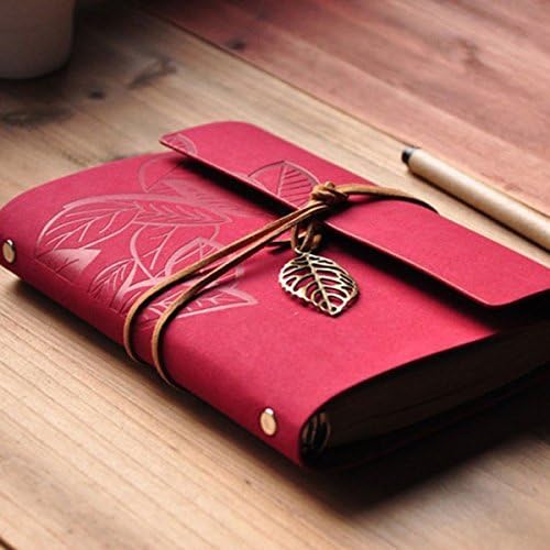 Fre - Retro Beauty Vintage PU Leather Diary - Notebook with Loose Pages - Red red
