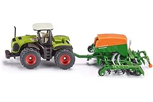 siku 1826, Class Xerion Tractor with Amazone Cayenna 6001 Seeder, 1:87, Metal,Plastic, Green, Opening filling flap on seeder