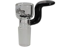 BONG- DISCOUNT.DE Blaze Glass Bong Accessory: Hookah Head, Glass Head, Plug-In Head 'With Built-In Coloured Glass Strainer and Handle/Rollstop', NS 14 (14.5 mm), Small, Colour: Black