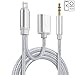 Price comparison product image iPhone 8 Aux Cable, HUIRID Lightning to 3.5mm Car Aux Cable with iPhone Charging Adapter Cord for iPhone 8 iPhone 8 Plus, iPhone X, iPhone 7 iPhone 7 Plus, iPhone 6 6 Plus 6s (Silver)