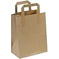 The Paper Bag Company Brown Paper Carrier Bags with Flat Handles, Pack of 25