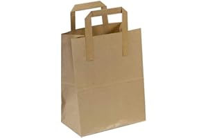 FRAME COMPANY The Paper Bag Company Brown Paper Carrier Bags with Flat Handles, Pack of 25