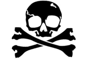 HANDMADE BY STUKK Stukk Stickers Pirata Jolly Roger Crack Skull Bone Bone Adesivi Adesivi Vinile Decalcomanie in Vinile 15.2 cm x 13.7 cm - Nero