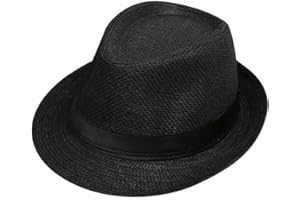 Boolavard Kids Girls Boys Summer Fedora Cappello di Paglia Cappello con Visiera Parasole da Spiaggia a Tesa Larga