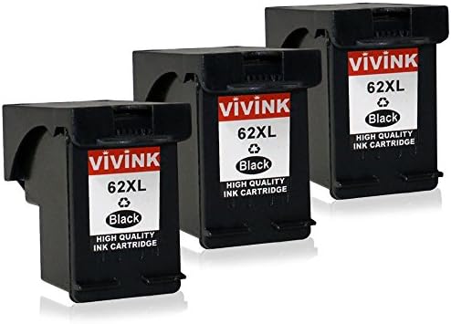 VIVINK Remanufactured for HP 62XL 62 XL Ink Cartridges Replacements High Yield C2P05AN C2P07AN for HP ENVY 5640 5540 7640 OfficeJet 5740 Printer (3pack)