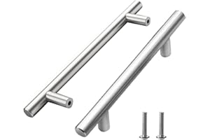 YYTECH 10 Stück Möbelgriffe, Griffe für Küchenschränke 160 mm Lochabstand Edelstahl Küchengriffe Silber Schrankgriffe Griffe, Runde Ausführung, T Stangengriff für Schrank Schublade Kleiderschrank