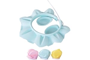 CVOZO Cuffia da doccia per bambini, protezione per bambini: regolabile per lavare i capelli, protezione per bambini, cuffia da doccia per bambini, protezione per la testa, occhi, orecchie e viso (blue)