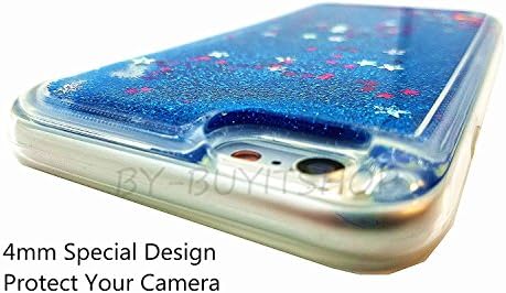 iPhone Case,Buyit Quicksand Stars Bling Floating Liquid Nice Luxury TPU Case [Perfect Fit] [Pretty Fashion Design](iPhone 6/6s Plus, Sea Blue)