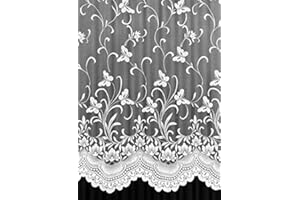 Amania Trading Ltd Pretty Enchanted Butterfly White Net Curtain 36 inch drop Sold by the Meter - Curtains At Home
