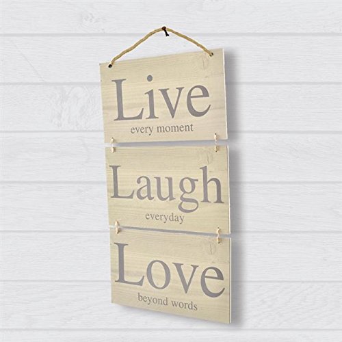Live Laugh Love 3 Part Wooden Hanging Wall Sign Plaque