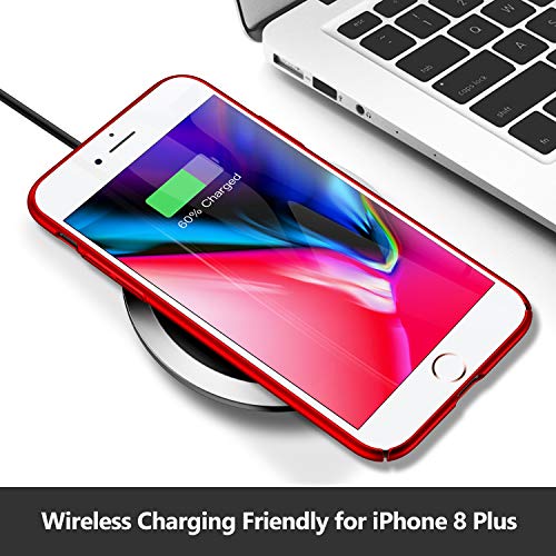 Funda iPhone 7 Plus  Funda iPhone 8 Plus  TORRAS Ultra-delegado   Ultra-fina Carcasa con  Gratis Protector de Pantalla de Cristal Templado  Ligera Caso S  lido Hard Case Anti-rasgu  os   Antihuellas Material PC para Apple iPhone 7 Plus  2016    iPhone 8 Plus  2017  - Rojo Alambrado