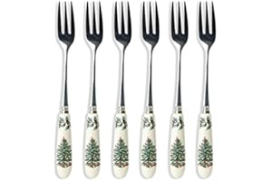 Spode - Forchetta per pasticceria con albero di Natale, set da 6