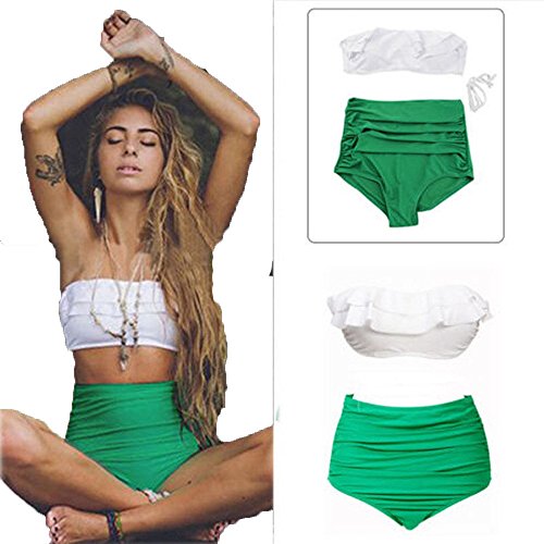 SSITG Damen Vintage Hohe Taille Bikini Retro Badeanzug Bikini Bademode Badebekleidung