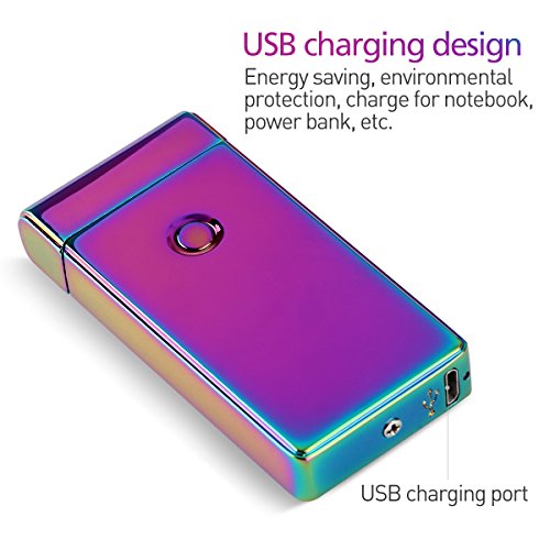 UEETEK Elektrische Akku leichter Dual Arc flammenlose USB winddicht Zigarettenanzünder (bunt) - 3