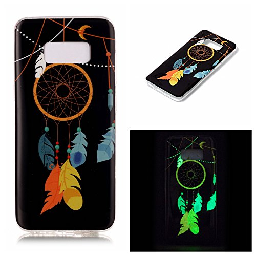 Galaxy S8 Plus Luminous Case, BONROY® Fluorescent Effect Night Glow In The Dark Transparent Ultra-Thin Soft Gel TPU Silicone Bumper Case Stylish Unique Colourful Printed Pattern Design Anti-Scratch Shock Absorption Protective Case Cover for Samsung Galaxy S8 Plus - Feather wind chimes