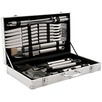 CampFeuer Profi Grillbesteck Set im Koffer I Aluminium Grillkoffer mit