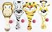 Produktbild 1 x Paddel-Ballspiel im Beutel, Holzschläger mit Ball an Gummi, Zootiere, Wildtiere, Dschungeltiere, Zebra, Tiger, Giraffe, AFFE