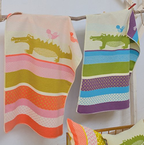 David Fussenegger 62315779 Babydecke, Krokodil Streifenbordüre, circa 70 x 90 cm - 2