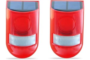 Zeerkeer Luz estroboscópica de Alarma Solar, IP65 LED Resistente al Agua, luz Intermitente con Sensor de Movimiento, Sirena de 110 dB,para casa,casa,Granja, Patio al Aire Libre, 2 Unidades