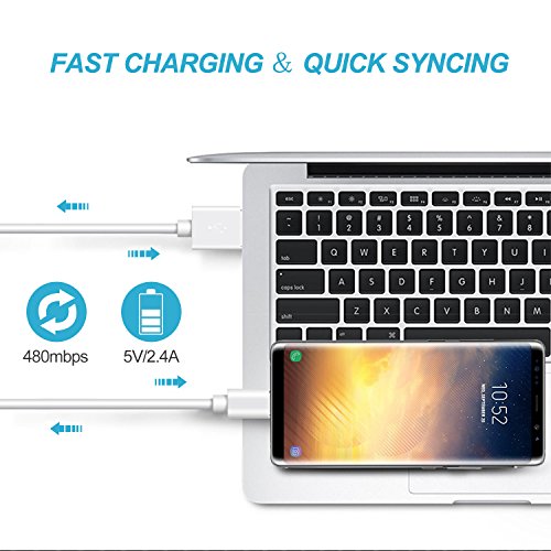 Cable USB Type C Ulinek  1M  Lot de 1  Cable USB C Chargeur   Synchro Ultime Rapide pour Samsung S8   A3  2017   A5  2017    S9   Galaxy note 8   Huawei P20   P20 Pro   P10   P9   Mate 9   Macbook Pro   ChromeBook Pixel - Blanc