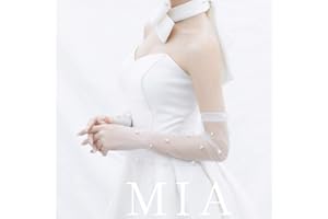 MoreChioce Gants de Mariée en Dentelle,Elégant Femme Longueur Gants de Mariage Strass Paillettes Perle Mitaines de Satin Gants D'opéra Accessoires Robe de Mariage Soirée Partie