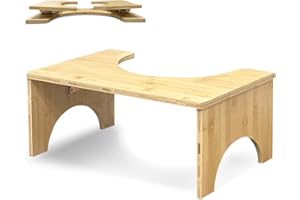 UHOUSEST Toilet Stool, Foldable Bathroom Poop Stool for Bamboo, Heavy-Duty Hinge Accessory, One Step Toilet Squatting Stools for Potty Assistance Adult and Kids Aid