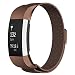 Produktbild Fitbit Laden 2 Bands, oitom Classic Metall klein und groß Edelstahl Milanaise Loop Ersatz Zubehör Fitbit Laden 2 Bands Silber Schwarz Rose Gold (8 Farben), kaffeebraun