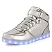 Produktbild TULUO Kind u. Männer u. Frau USB-aufladende LED 7 Farben-helle hohe SpitzenSneakers Helle Schuhe Silber 43 EU