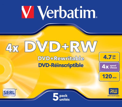 Verbatim DVD+RW 4x Speed 4,7GB Jewel Case 5er Pack DVD-Rohlinge - 4