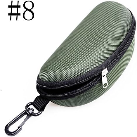 haosshop Portable Zipper Sunglasses Case With Hook Clam Shell Hard Case Protector Pouch for Travel Outdoor 8# Army Green