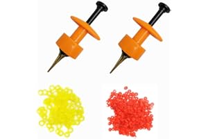 DRCHOER 2X Pellet Bander Tool Micro Bait Bands Banding Match Coarse Fishing Terminal Tackle Set w/ 600 Bands (Orange)